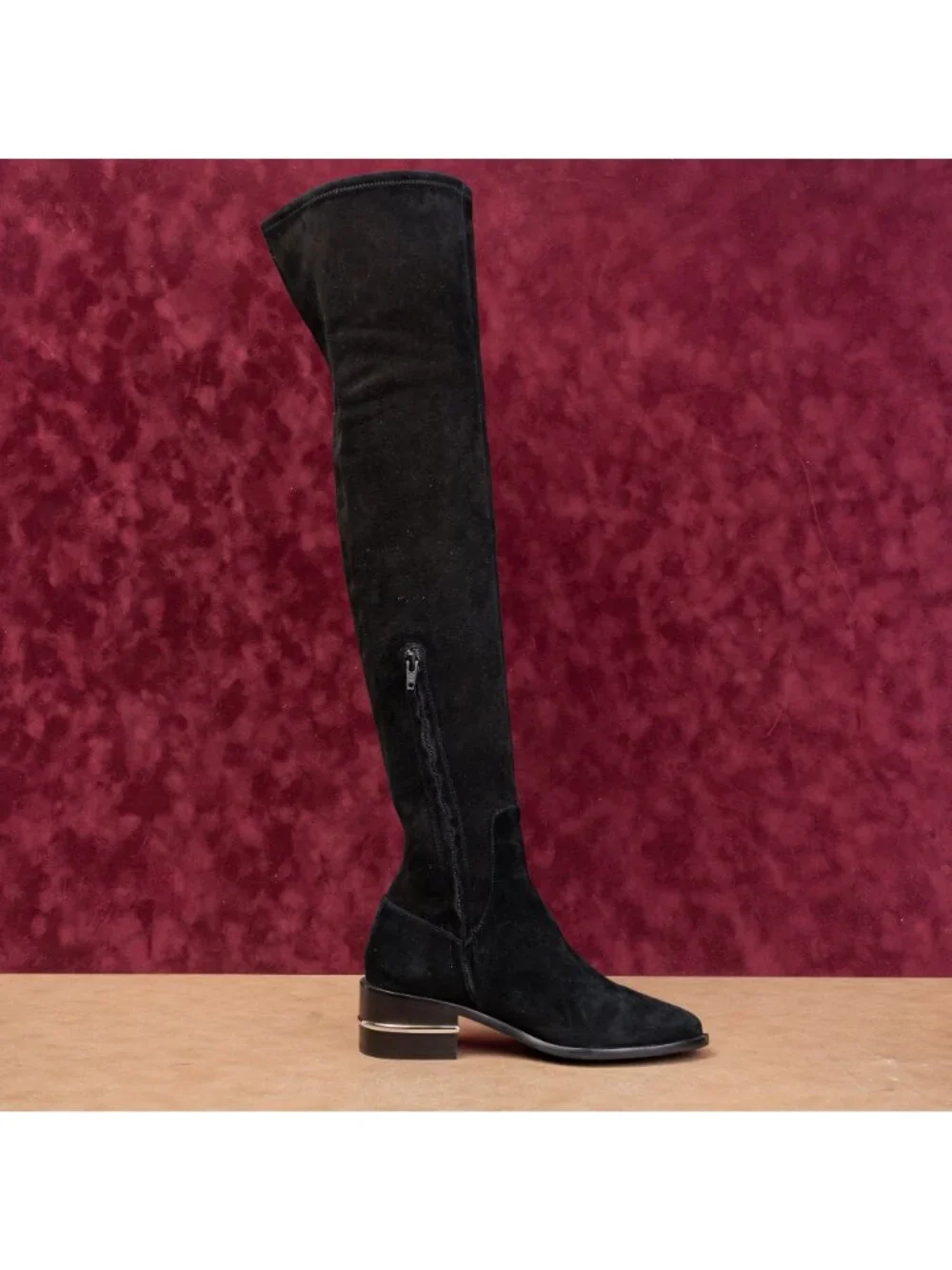 Paige LA Women Jacey Black Suede Fashion Party Night OTK Stretch Boots sz 6